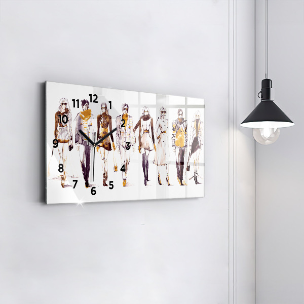 Glass wall clock rectangular Woman and man