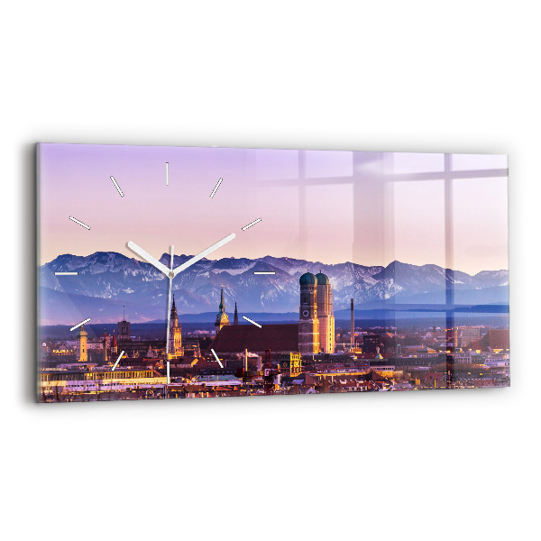 Glass wall clock rectangular German Alps Munich