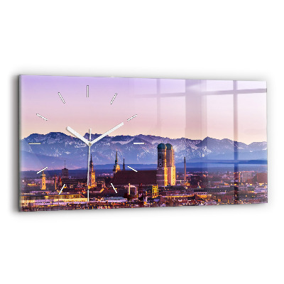 Glass wall clock rectangular German Alps Munich
