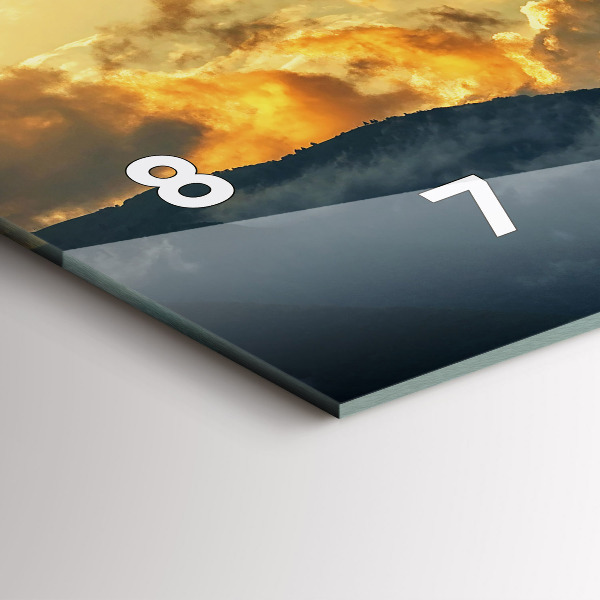 Glass wall clock rectangular Balloon flight in the clouds