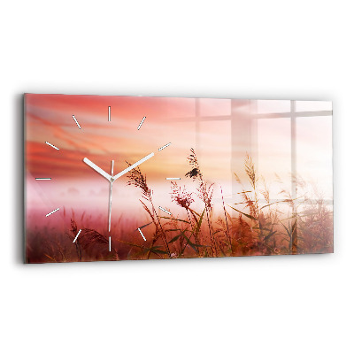 Glass wall clock rectangular Foggy morning