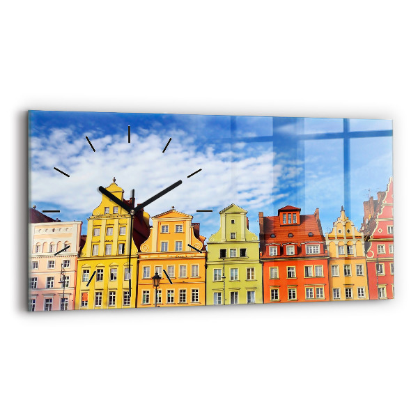 Glass wall clock rectangular Wroclaw - Old Town