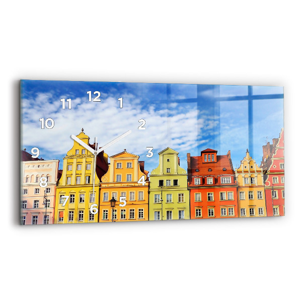 Glass wall clock rectangular Wroclaw - Old Town