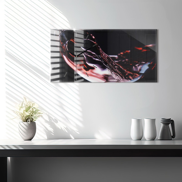 Glass wall clock rectangular Glass of wine
