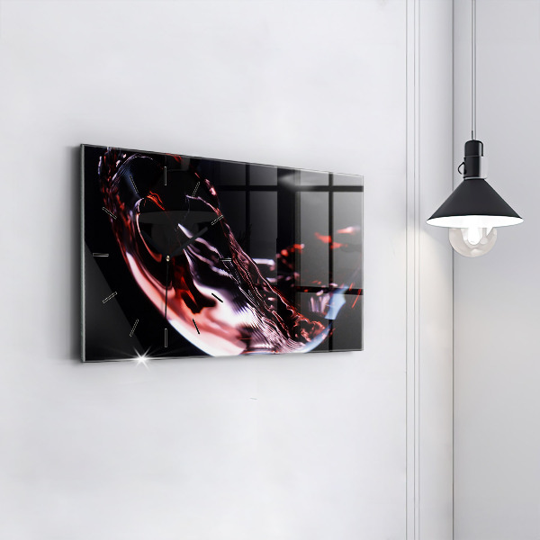 Glass wall clock rectangular Glass of wine