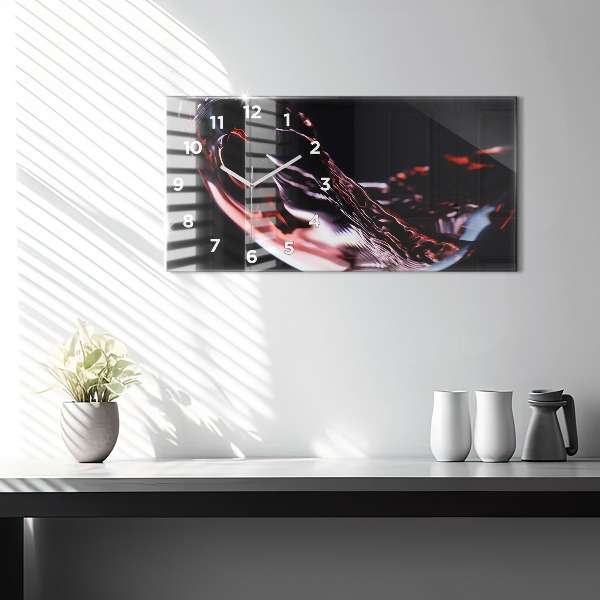 Glass wall clock rectangular Glass of wine
