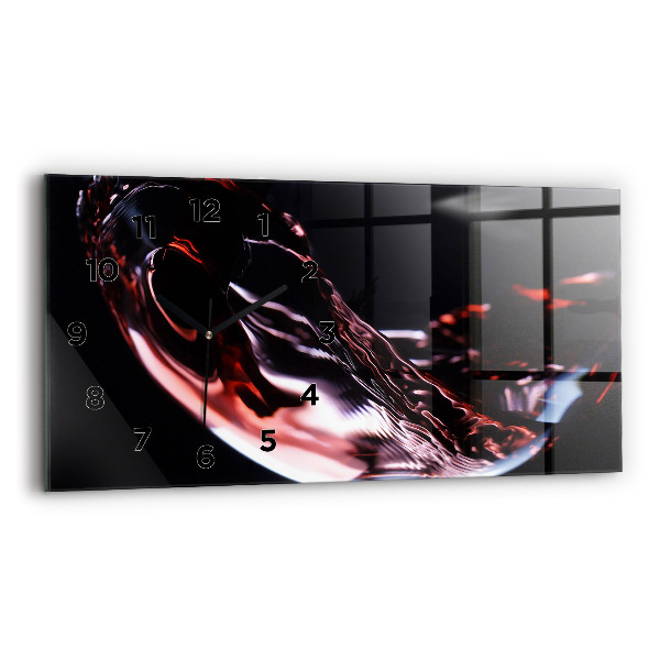 Glass wall clock rectangular Glass of wine
