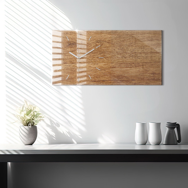 Glass wall clock rectangular Light wood