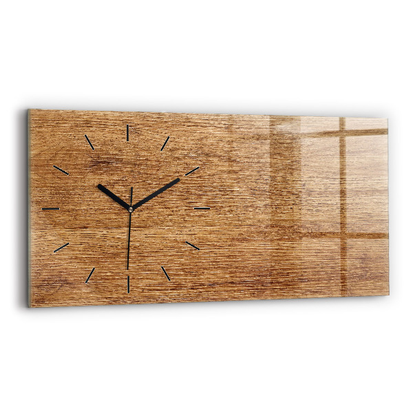 Glass wall clock rectangular Light wood