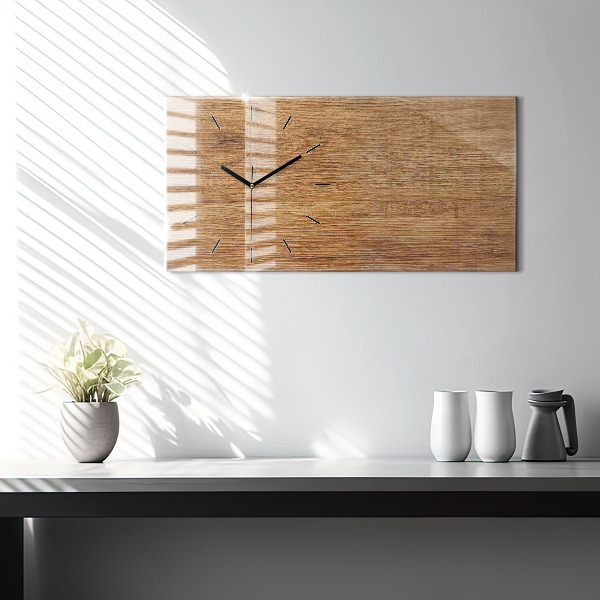 Glass wall clock rectangular Light wood