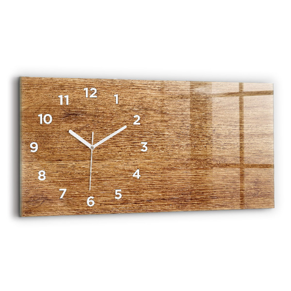 Glass wall clock rectangular Light wood