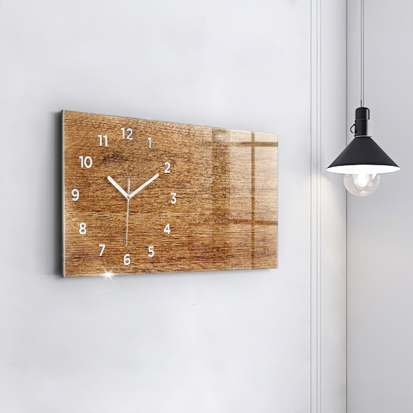 Glass wall clock rectangular Light wood