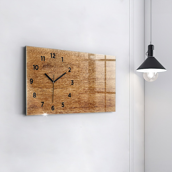 Glass wall clock rectangular Light wood