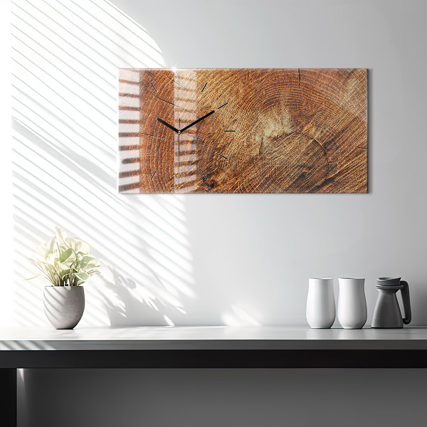 Glass wall clock rectangular Old tree stump