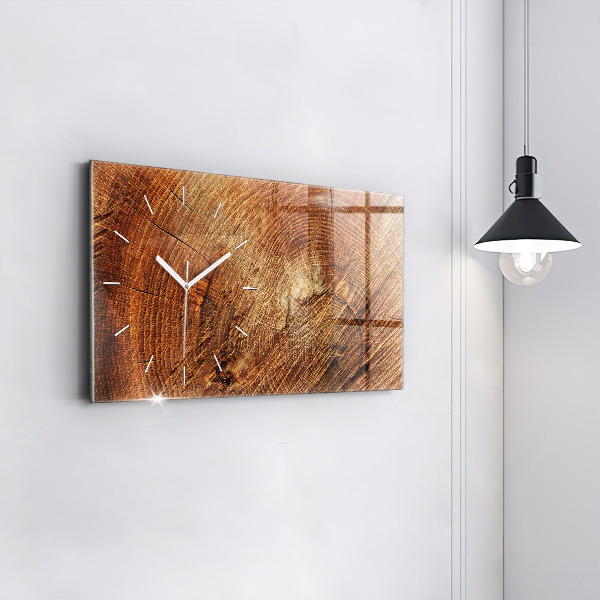 Glass wall clock rectangular Old tree stump