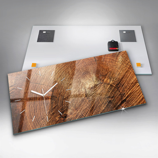 Glass wall clock rectangular Old tree stump