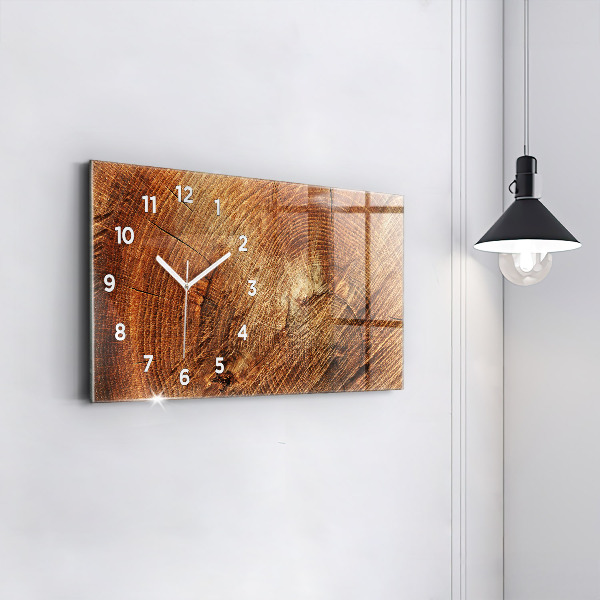 Glass wall clock rectangular Old tree stump