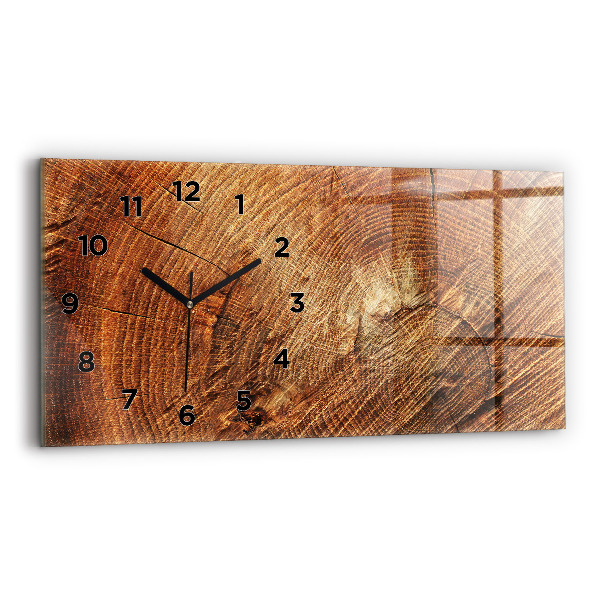 Glass wall clock rectangular Old tree stump