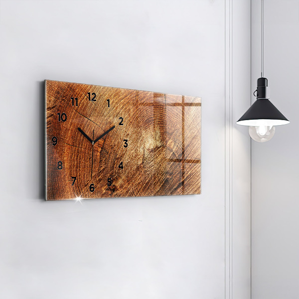 Glass wall clock rectangular Old tree stump