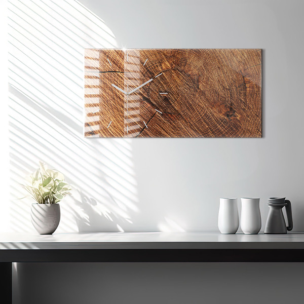 Glass wall clock rectangular Decorative wood
