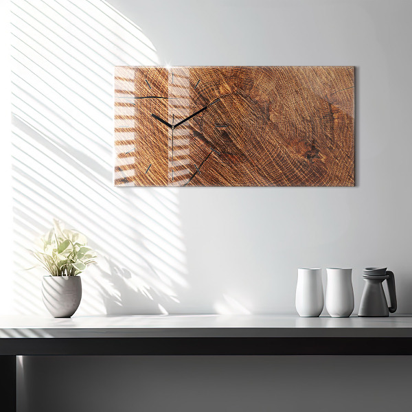Glass wall clock rectangular Decorative wood