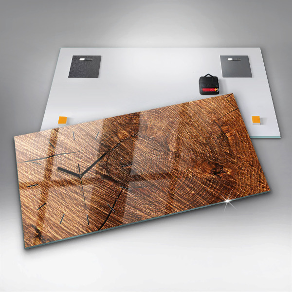 Glass wall clock rectangular Decorative wood