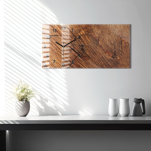 Glass wall clock rectangular Decorative wood