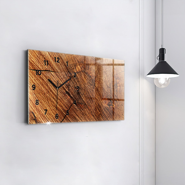 Glass wall clock rectangular Decorative wood