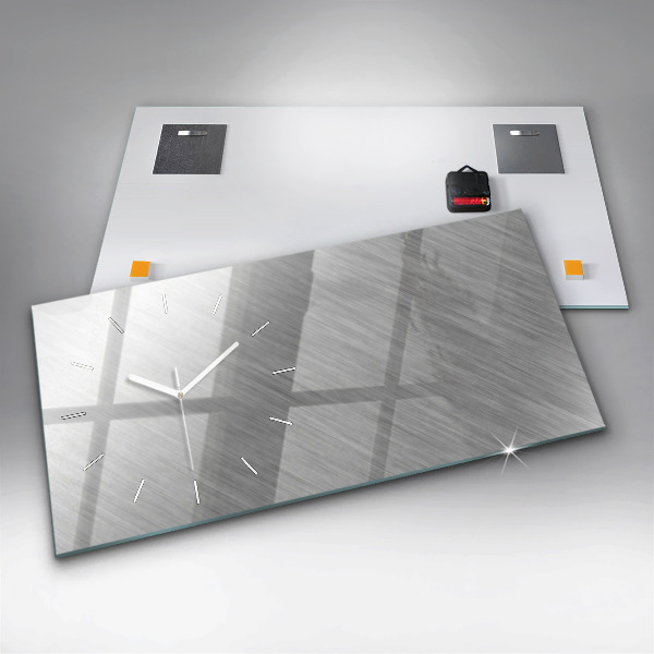 Glass wall clock rectangular Metal wall