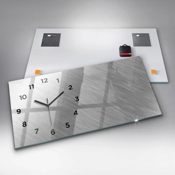 Glass wall clock rectangular Metal wall