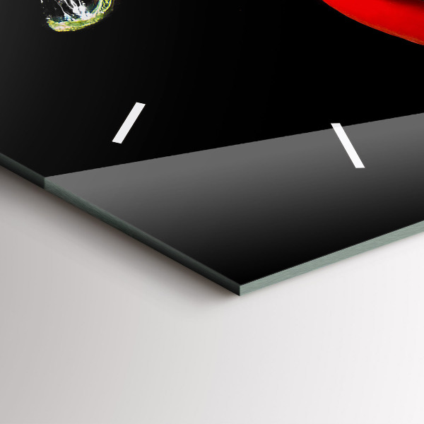 Glass wall clock rectangular Peppers in water