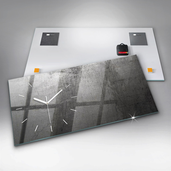 Glass wall clock rectangular Metal wall