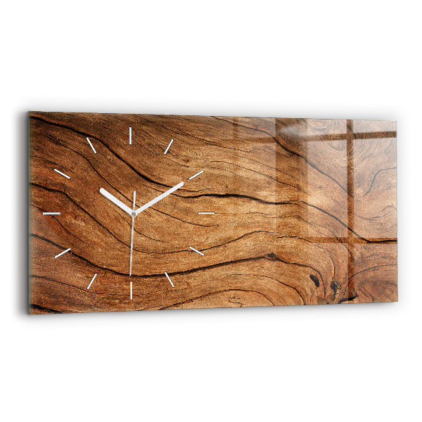 Glass wall clock rectangular Old wood