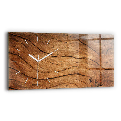 Glass wall clock rectangular Old wood