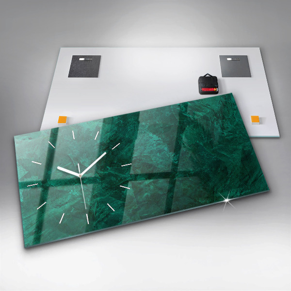 Glass wall clock rectangular Emerald wall