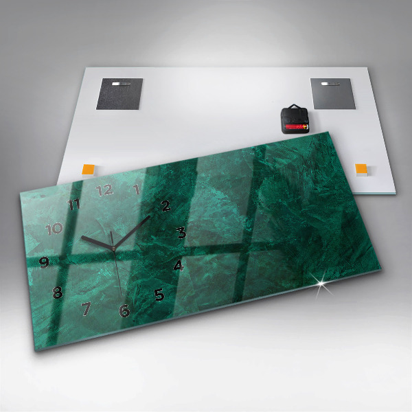 Glass wall clock rectangular Emerald wall