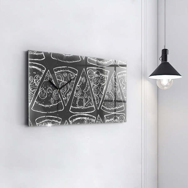 Glass wall clock rectangular Painted pizza