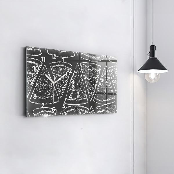 Glass wall clock rectangular Painted pizza