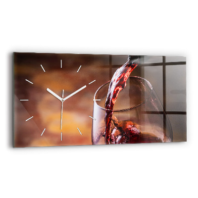 Glass wall clock rectangular A glass of wine