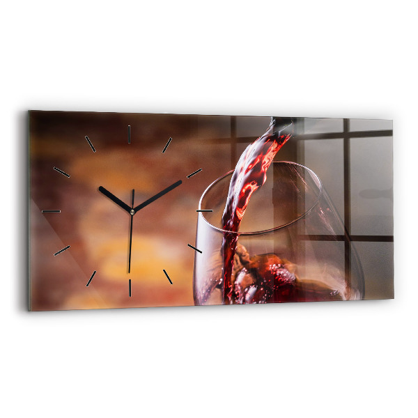 Glass wall clock rectangular A glass of wine