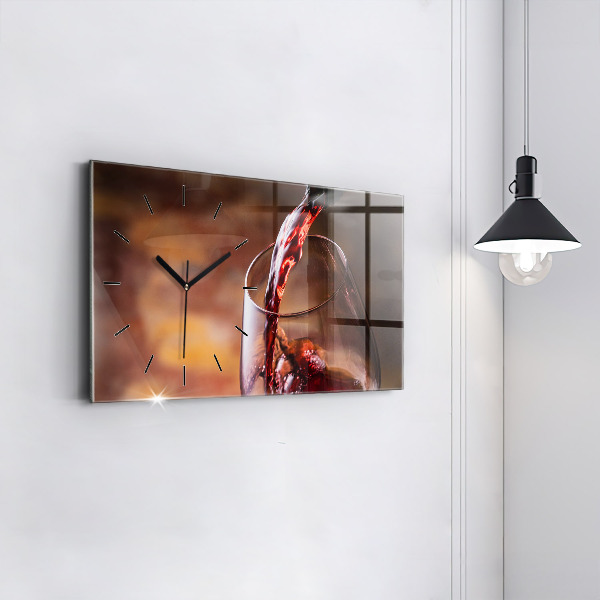 Glass wall clock rectangular A glass of wine