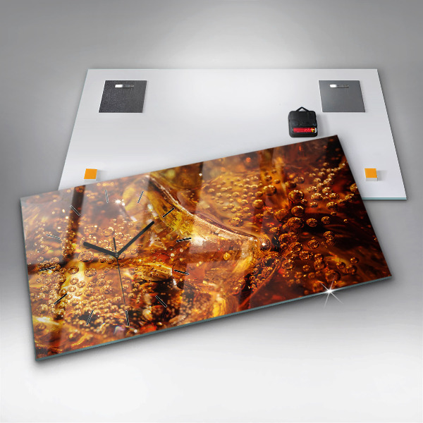 Glass wall clock rectangular Close-up of the drink