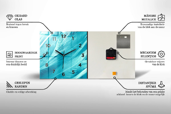 Glass wall clock rectangular Red peppers