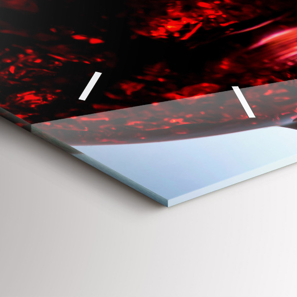 Glass wall clock rectangular Glasses of wine