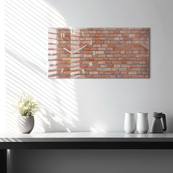 Glass wall clock rectangular Brick wall