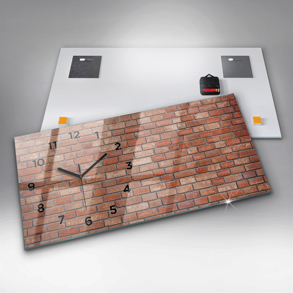 Glass wall clock rectangular Brick wall