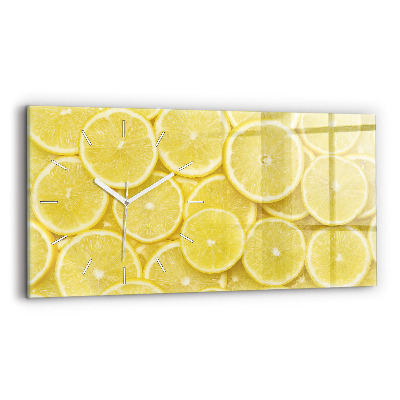Glass wall clock rectangular Lemon slices
