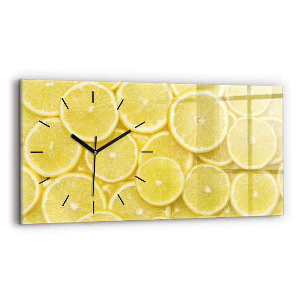 Glass wall clock rectangular Lemon slices