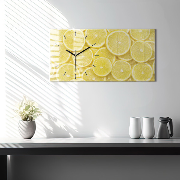 Glass wall clock rectangular Lemon slices