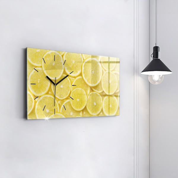 Glass wall clock rectangular Lemon slices